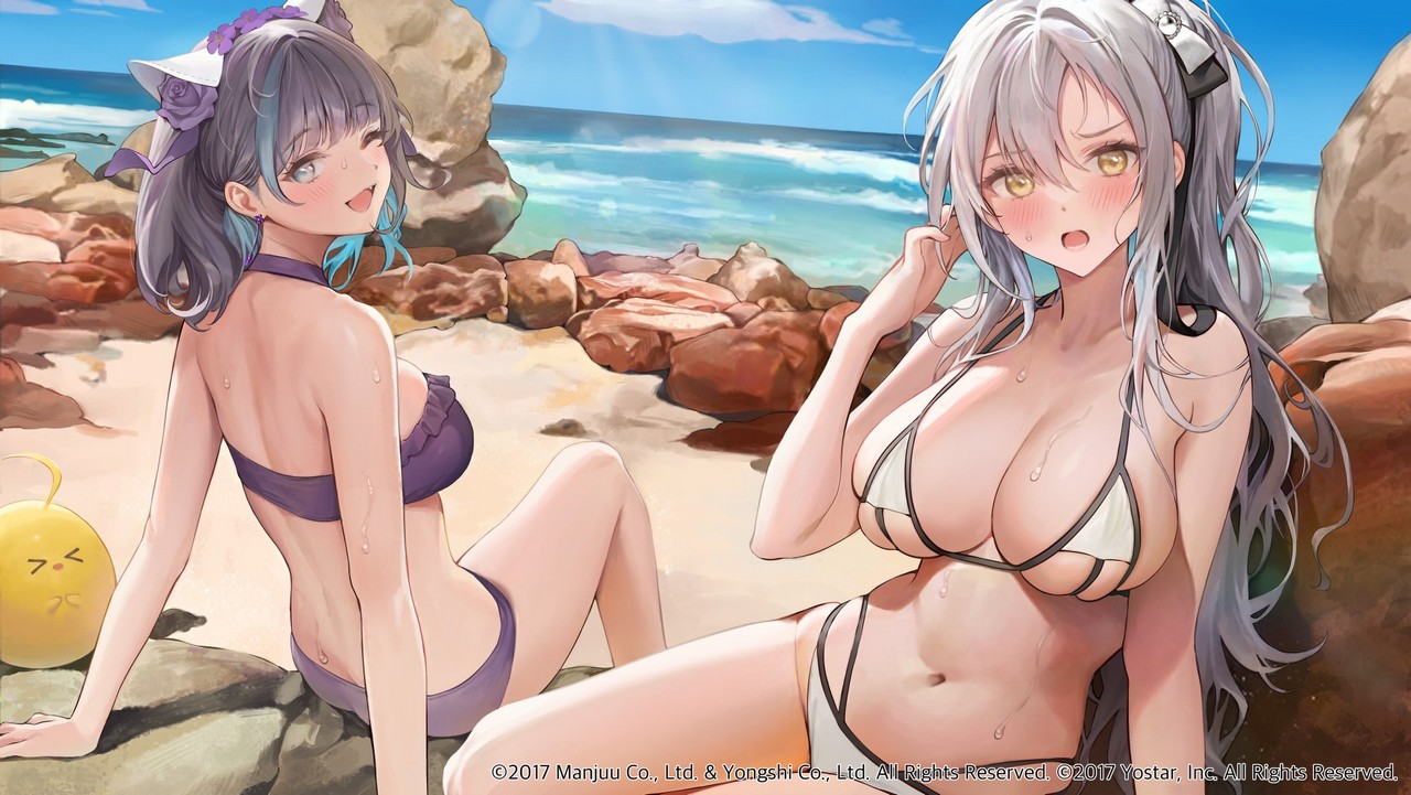 Ameyame Azur Lane Cheshire Azur Lane Drake Azur Lane Animal Ears Bikini Nekomimi Swimsuit