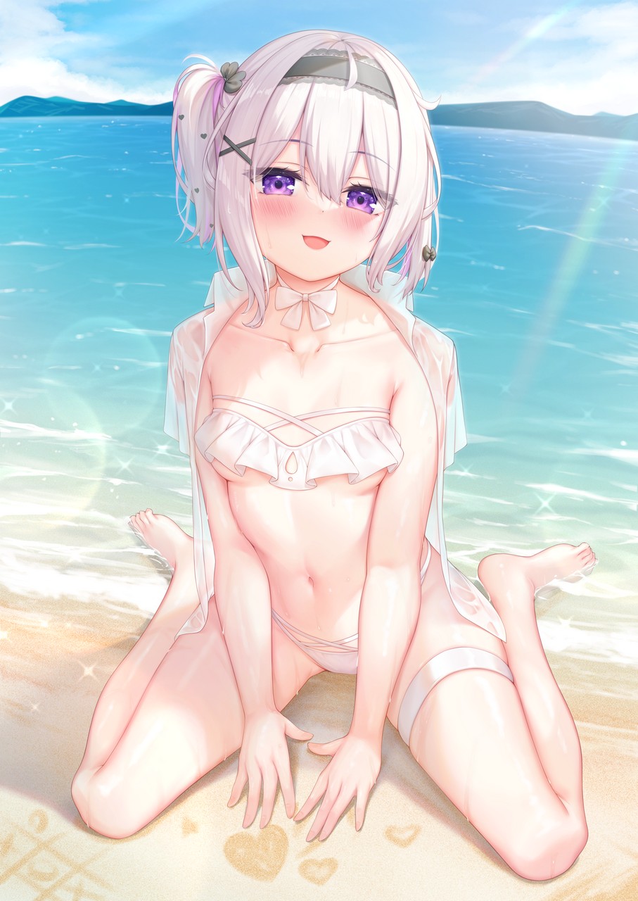 Arata Xin Bikini Dress Shirt Garter See Through Swimsuits Wet Wet Clothe