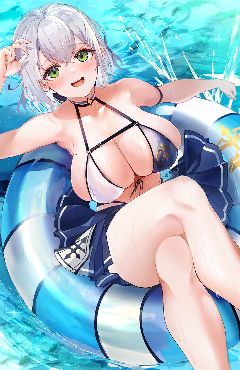 Aya02ka Hololive Shirogane Noel Bikini See Through Swimsuits Wet Wet Clothe