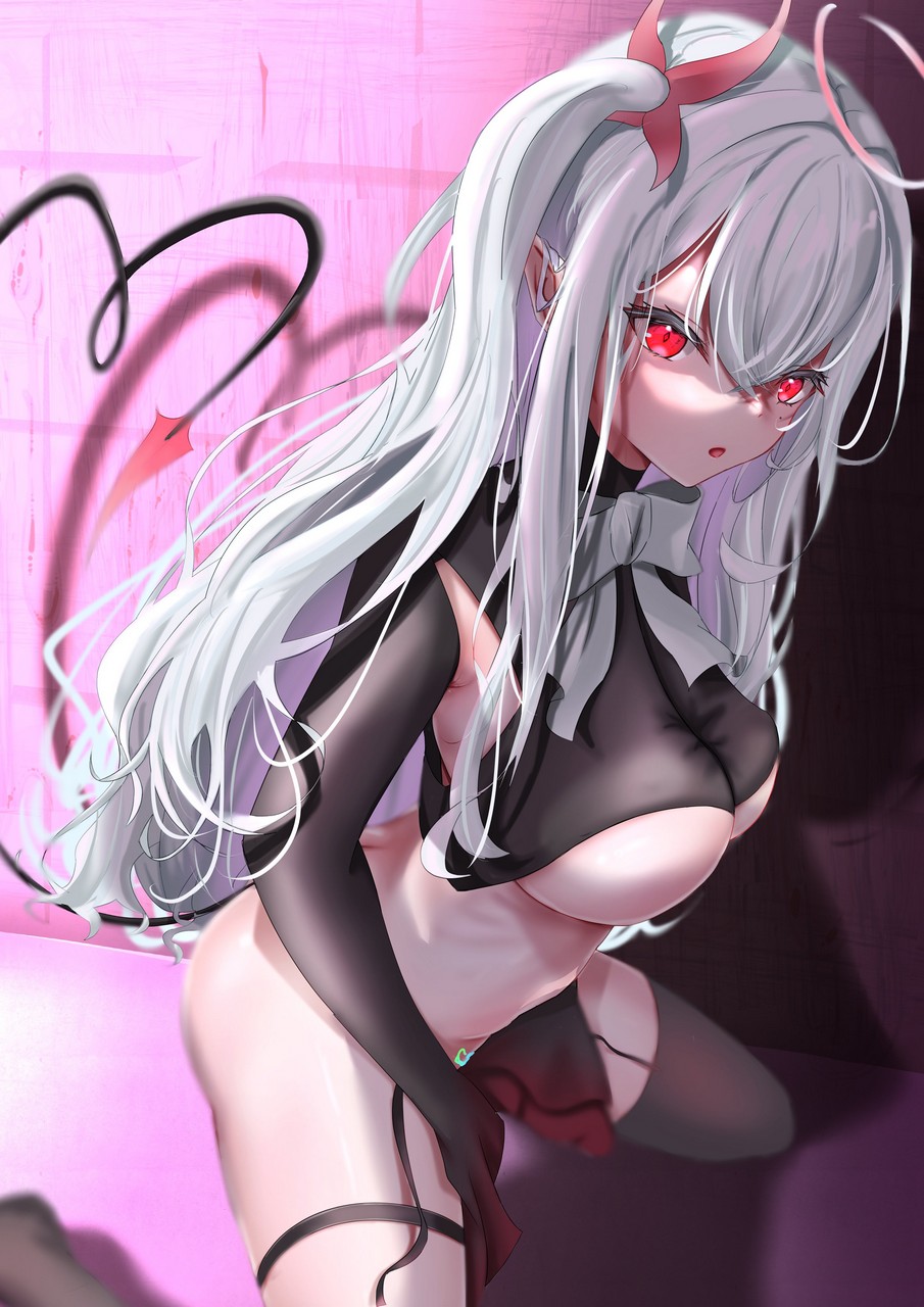 Bottomless Garter No Bra Pointy Ears See Through Stockings Tail Tattoo Thighhighs Torte Underboo
