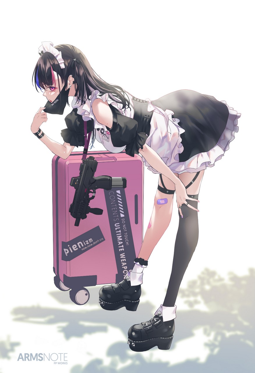 Fukai Ryosuke Arms Note Bandaid Garter Gun Maid Thighhigh