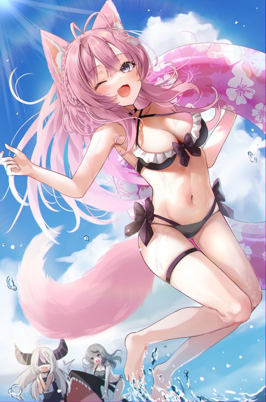 Fuyoyo Hololive Hakui Koyori La Darknesss Sakamata Chloe Animal Ears Bikini Garter Swimsuits Tai