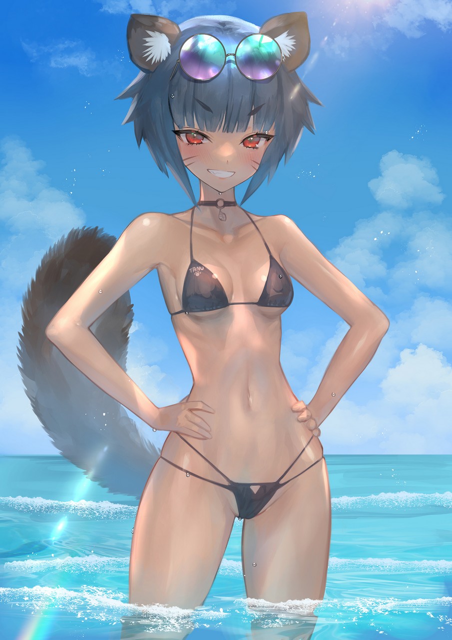 Hitowa Animal Ears Bikini Cameltoe Megane Swimsuits Tail We