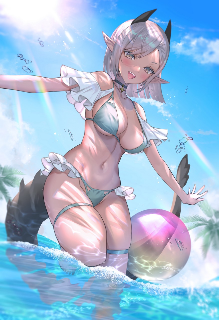 Hitowa Bikini Garter Horns Pointy Ears Swimsuits Tail We