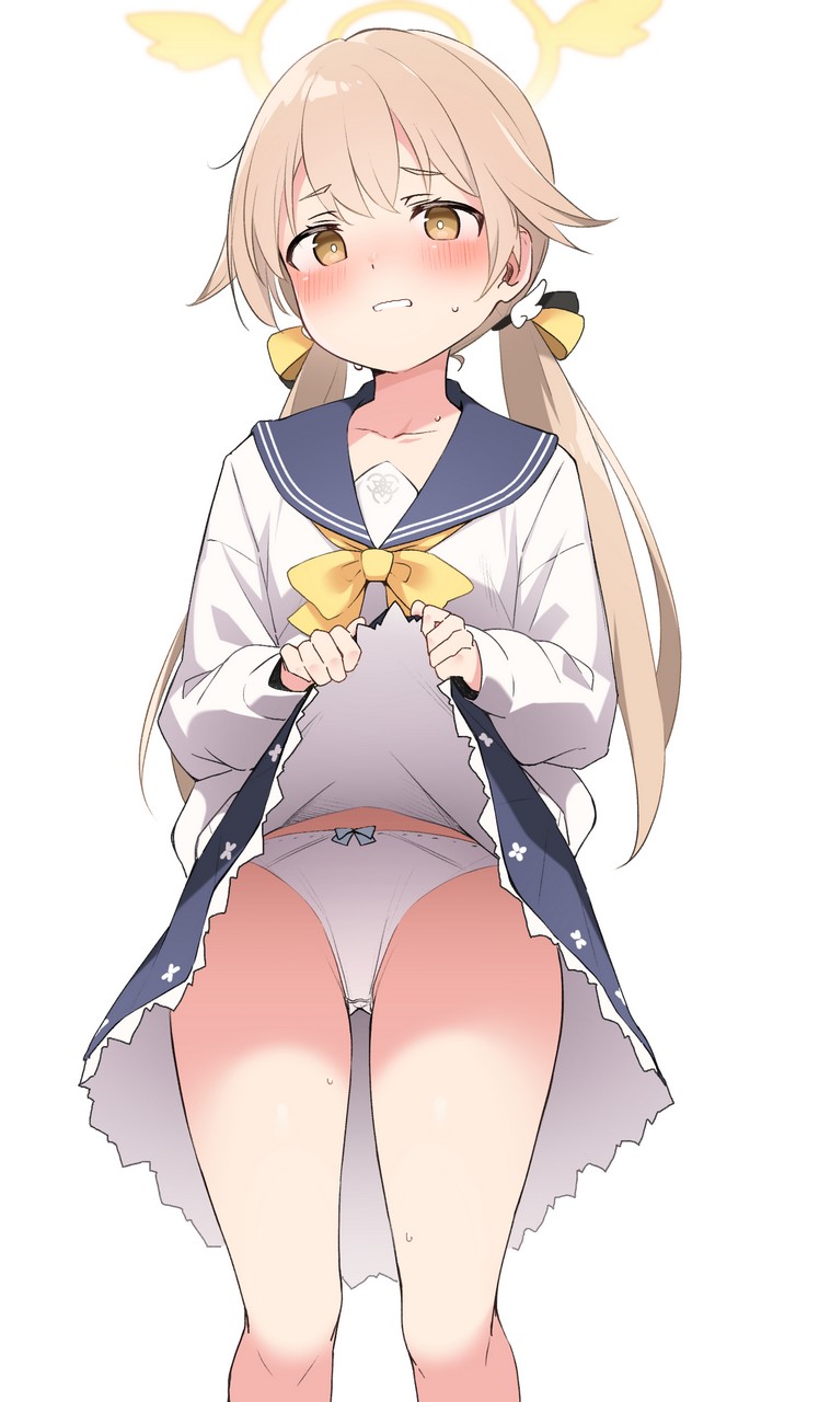 Kandori Blue Archive Ajitani Hifumi Angel Loli Pantsu Seifuku Skirt Lift Sweate