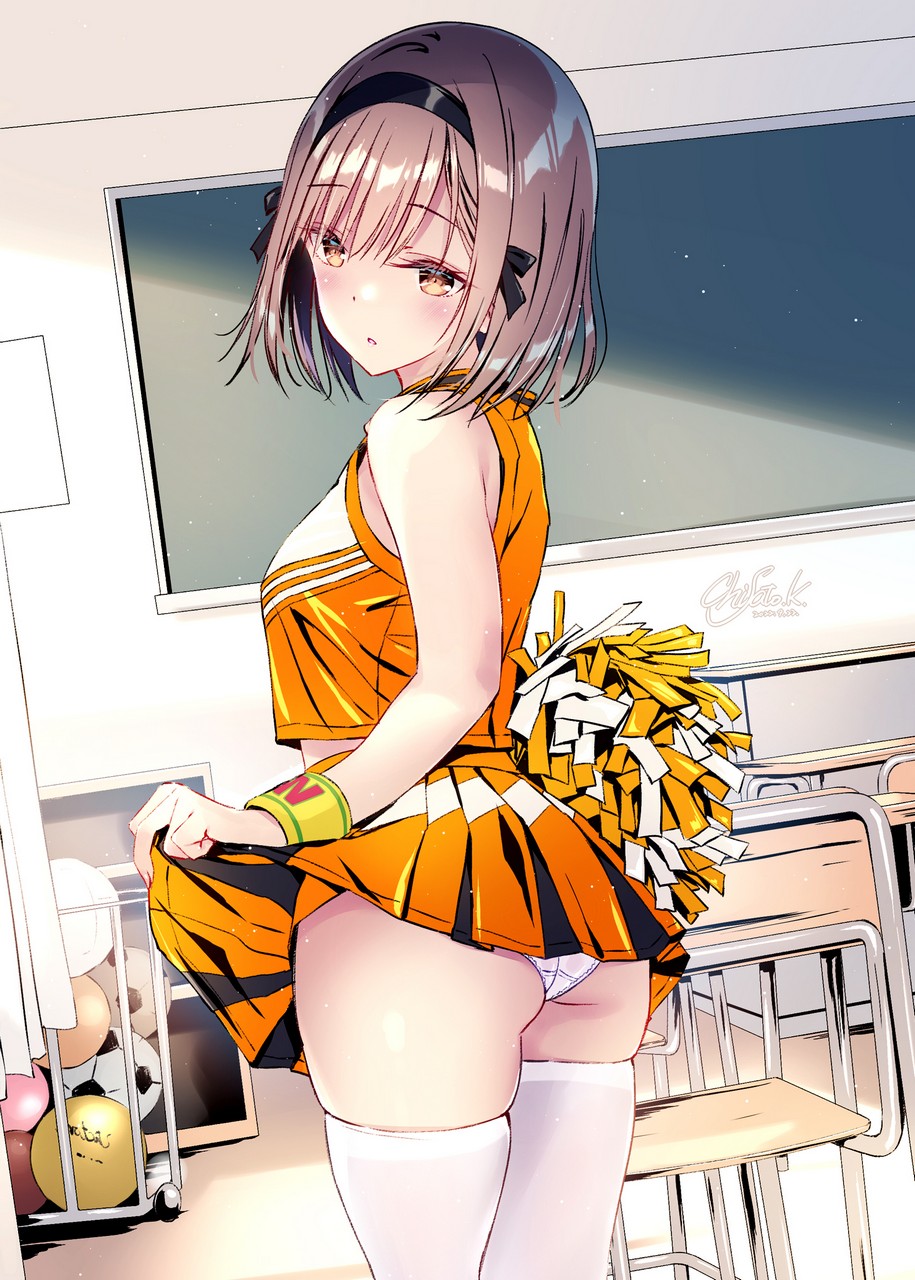Kobayashi Chisato Ass Cheerleader Pantsu Skirt Lift Thighhighs Thon