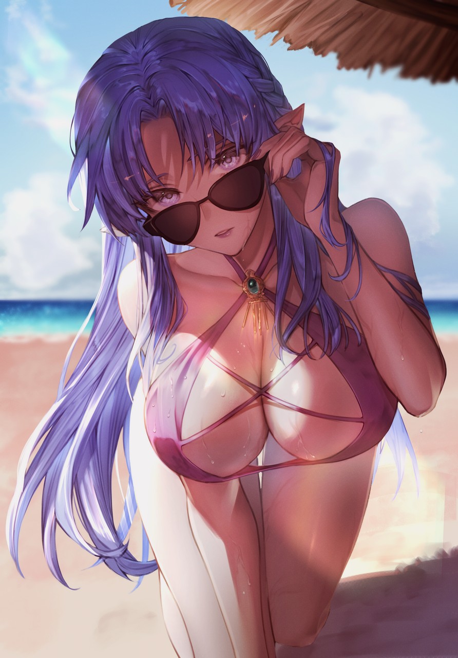 Kokollet Fate Stay Night Caster Megane Pointy Ears Swimsuits We