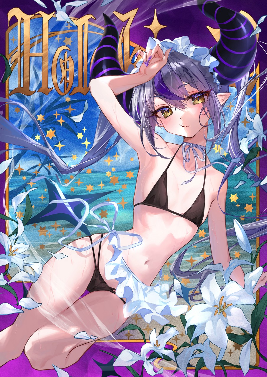 Misekiss Hololive La Darknesss Bikini Horns Pointy Ears Swimsuits Tail We