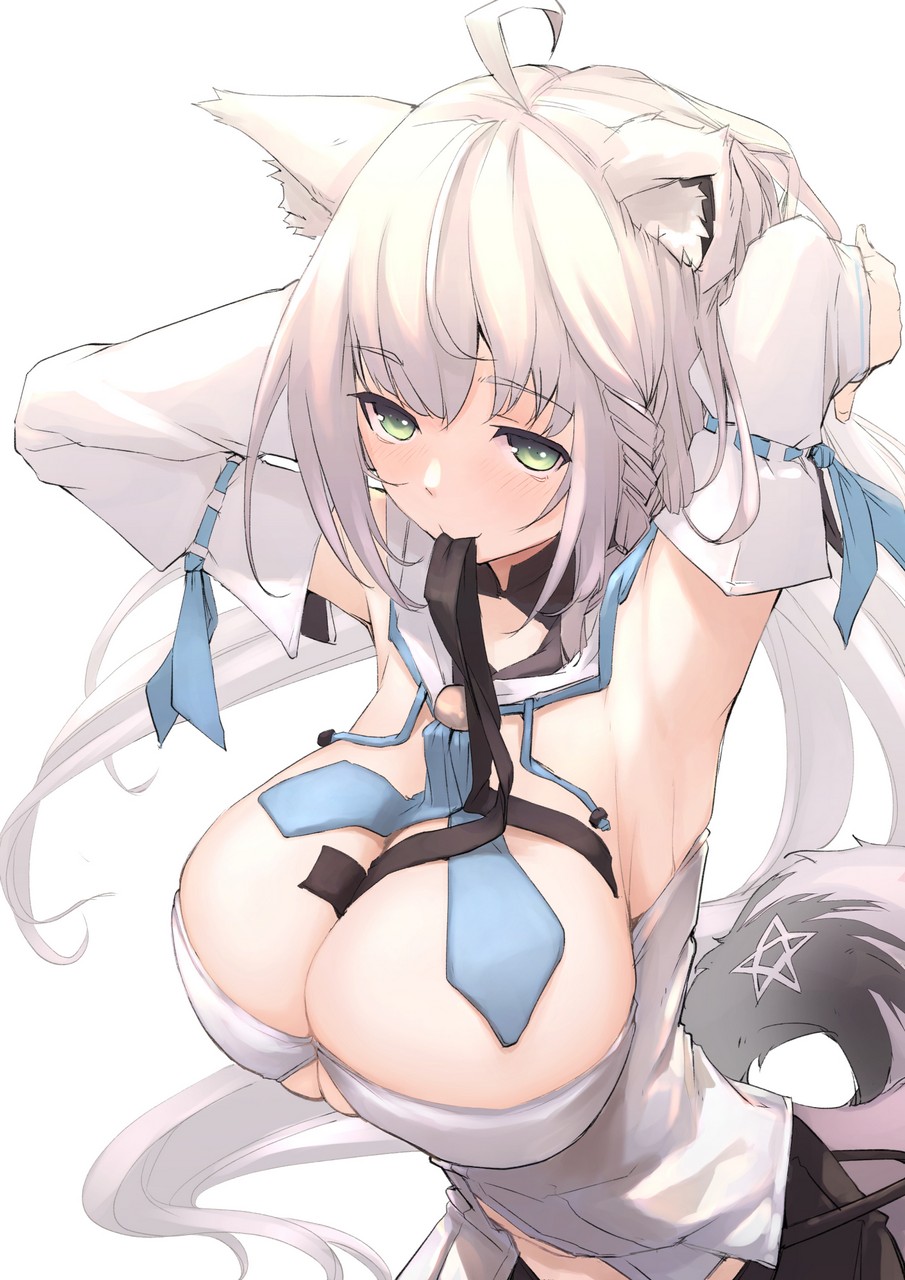 Mitsuru Pixiv 34028718 Hololive Shirakami Fubuki Animal Ears No Bra Tai