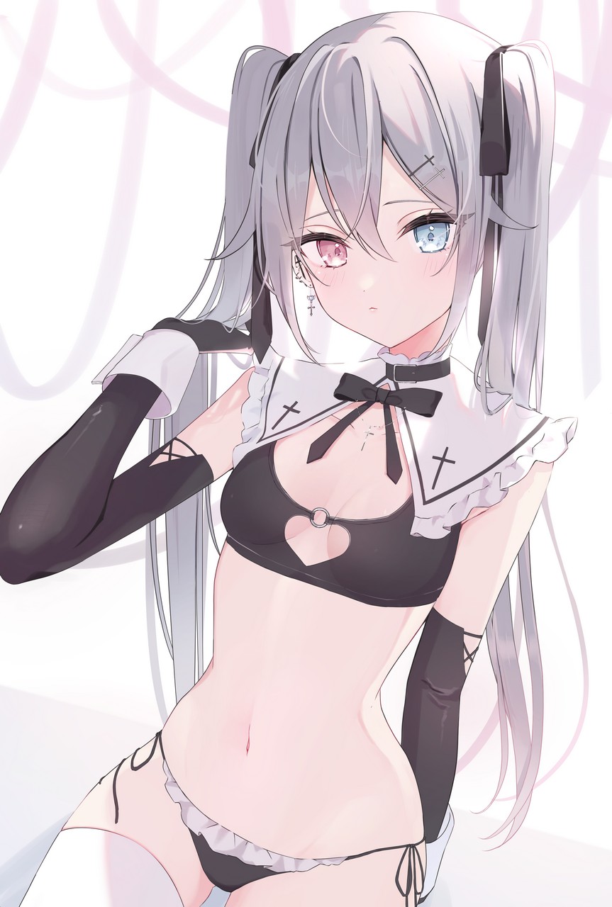 Mizupuruta Bra Heterochromia Pantsu String Panties Thighhigh