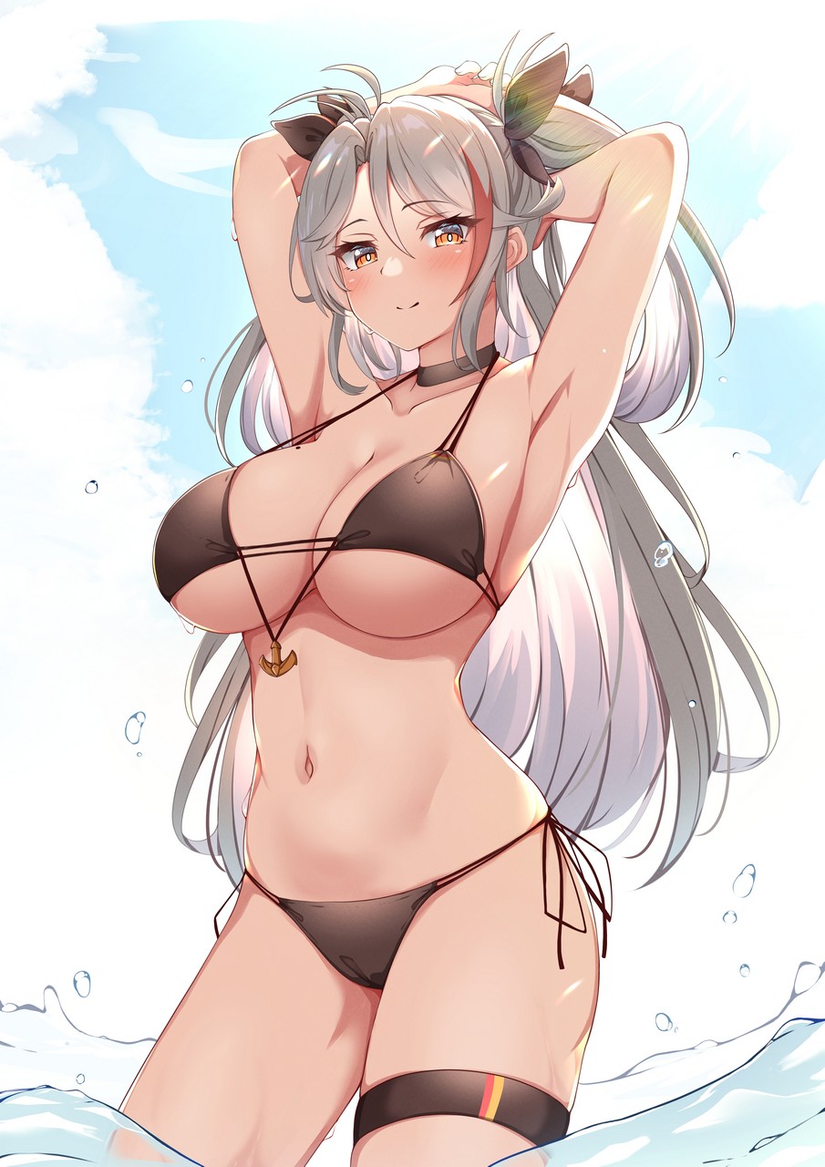 Moyoron Azur Lane Prinz Eugen Azur Lane Bikini Garter Swimsuits We