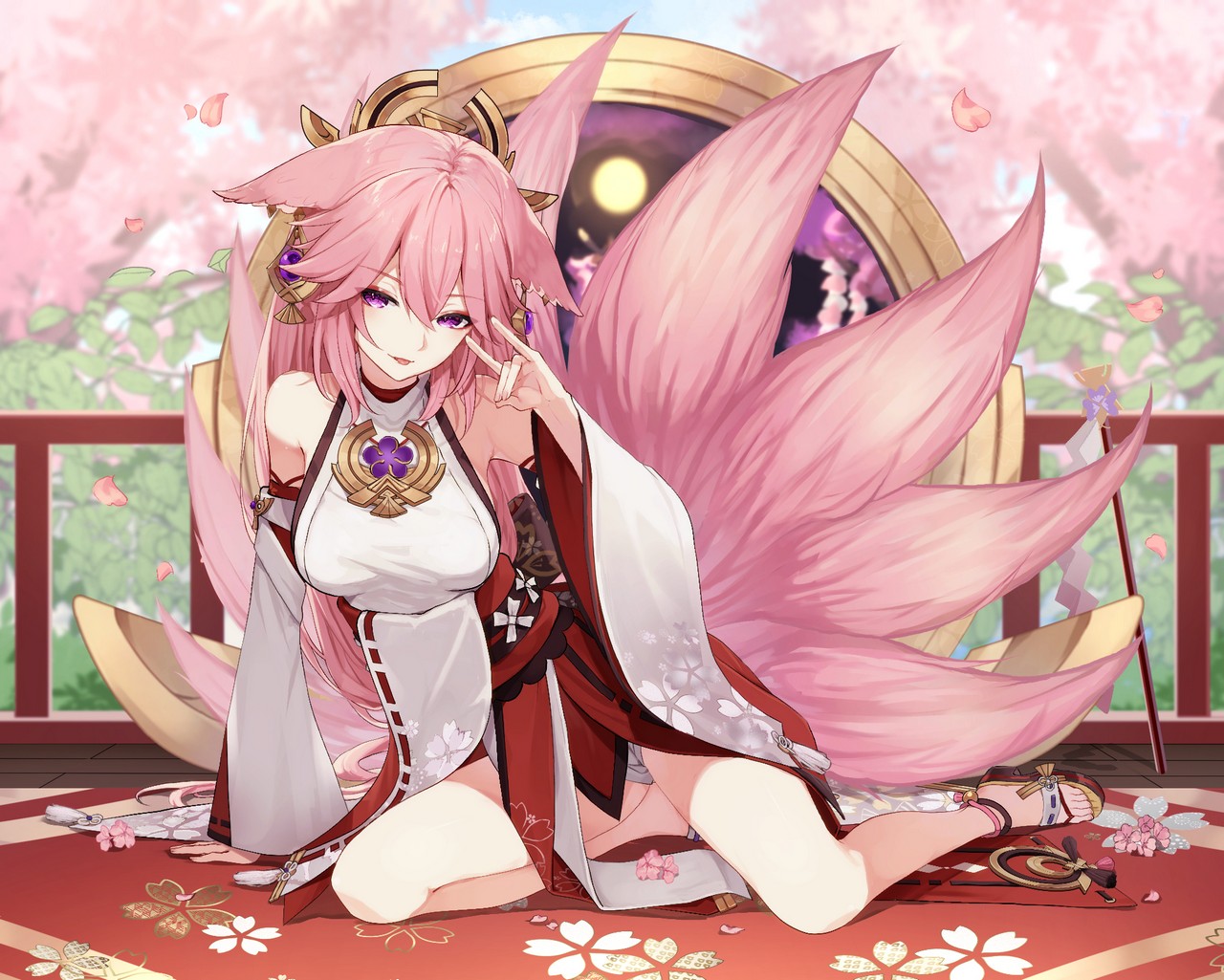 Nage Sacosui Ng Genshin Impact Yae Miko Animal Ears Japanese Clothes Kitsune No Bra Tai