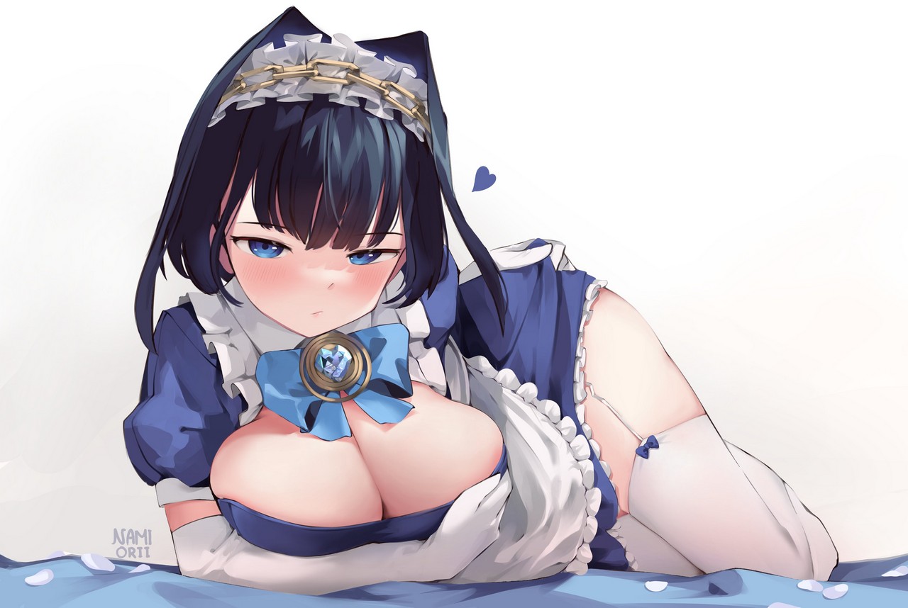 Namiorii Hololive Hololive English Ouro Kronii Breast Hold Maid No Bra Skirt Lift Stockings Thighhigh