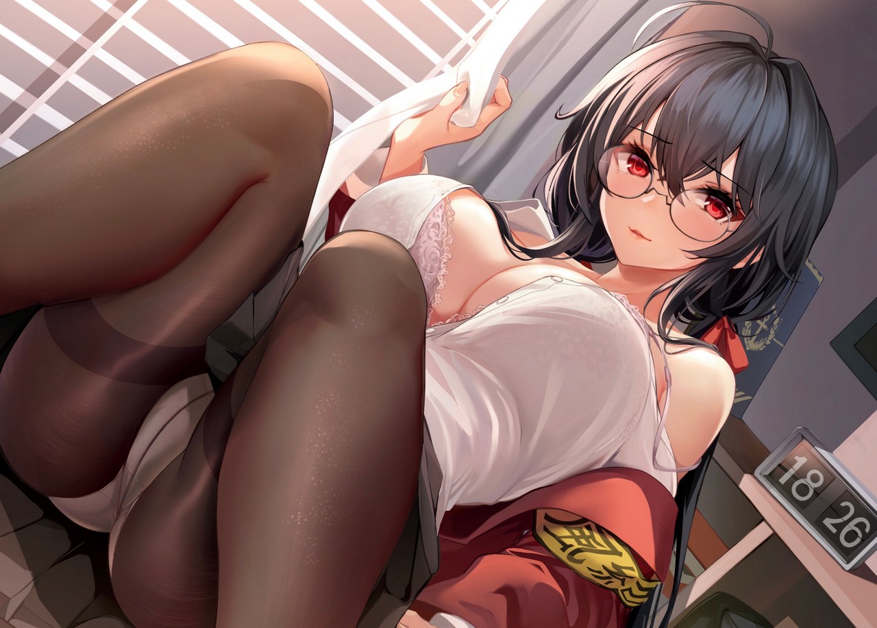 Oserotto Azur Lane Taihou Azur Lane Bra Megane Open Shirt Pantsu Pantyhose Seifuku Skirt Lif