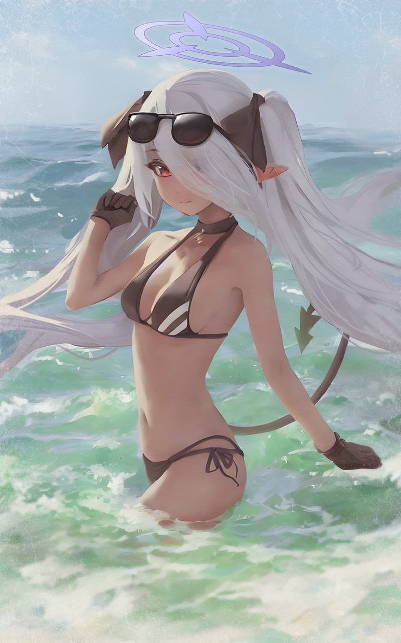 Prem User Htrd4732 Blue Archive Shiromi Iori Angel Bikini Megane Pointy Ears Swimsuits Tail We