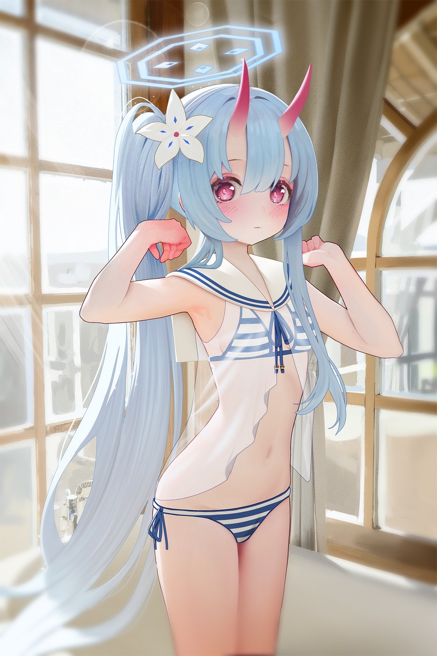 Prem User Htrd4732 Blue Archive Waraku Chise Angel Bikini Horns See Through Swimsuit