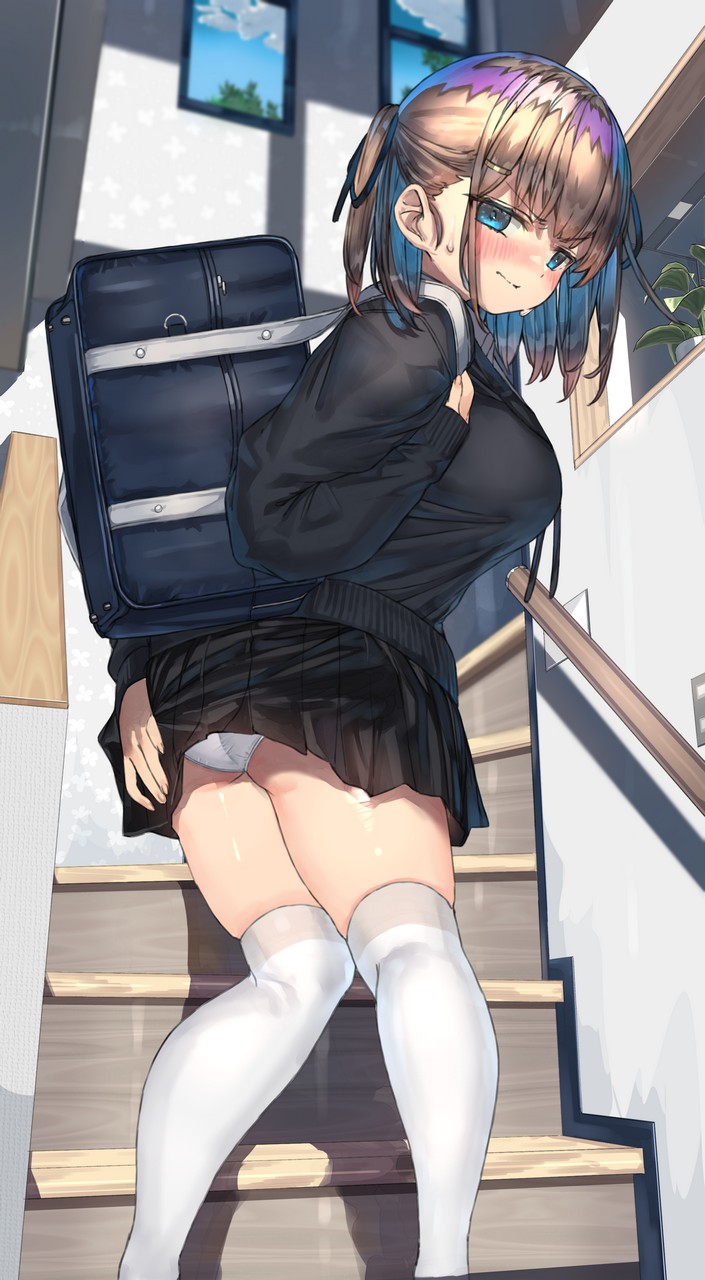 Ranf Ass Pantsu Seifuku Skirt Lift Sweater Thighhigh