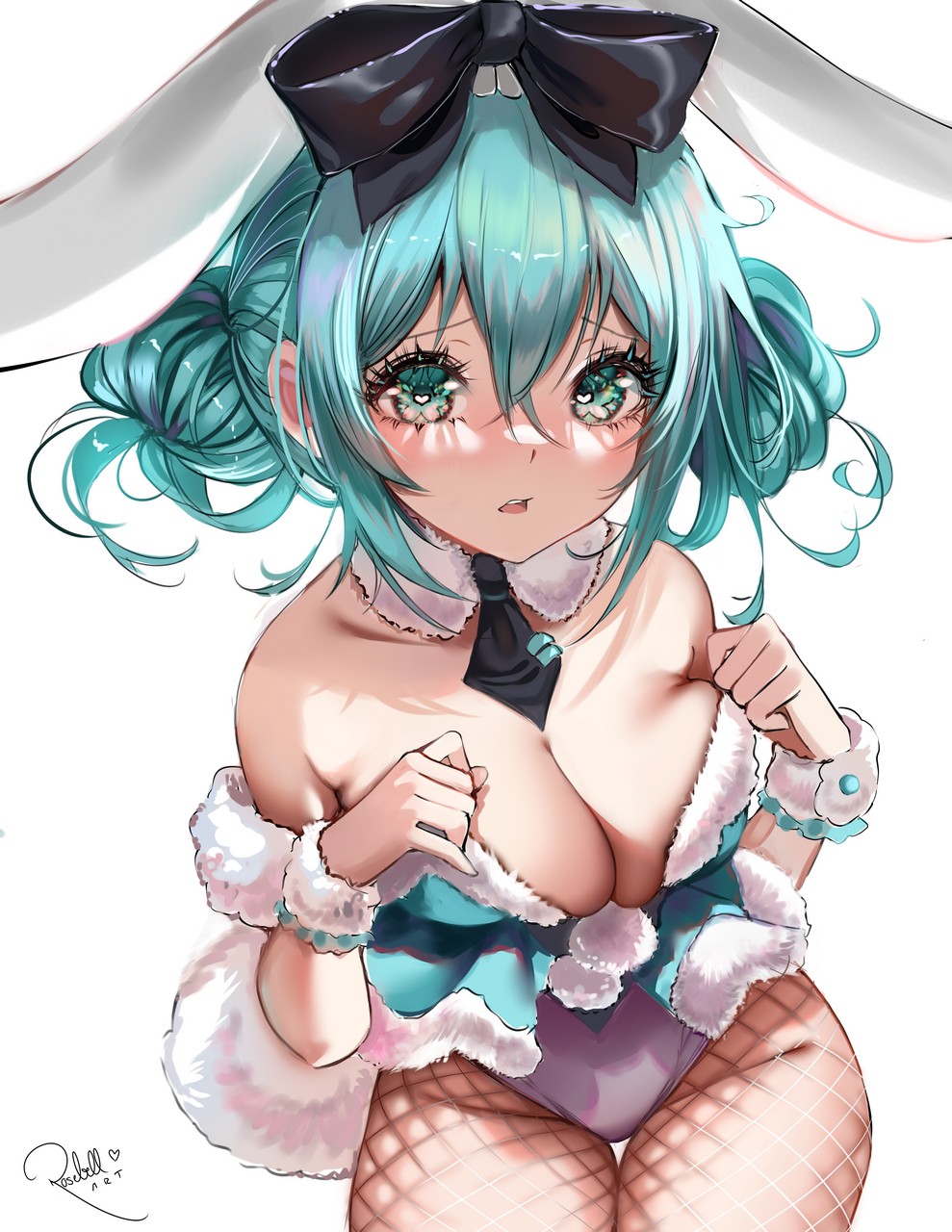 Rosebell Vocaloid Hatsune Miku Animal Ears Bunny Ears Bunny Girl Fishnets Pantyhose