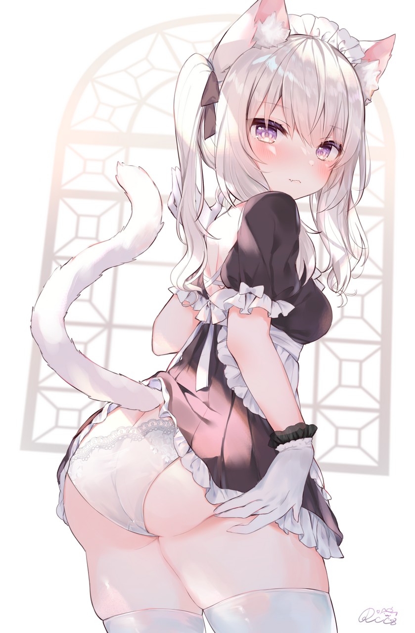 Rukako Animal Ears Ass Maid Nekomimi Pantsu See Through Skirt Lift Tail Thighhighs Thon