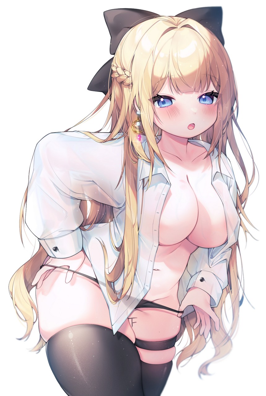 Sen Light Dress Shirt Garter No Bra Open Shirt Pantsu Panty Pull See Through Thighhighs Undressin