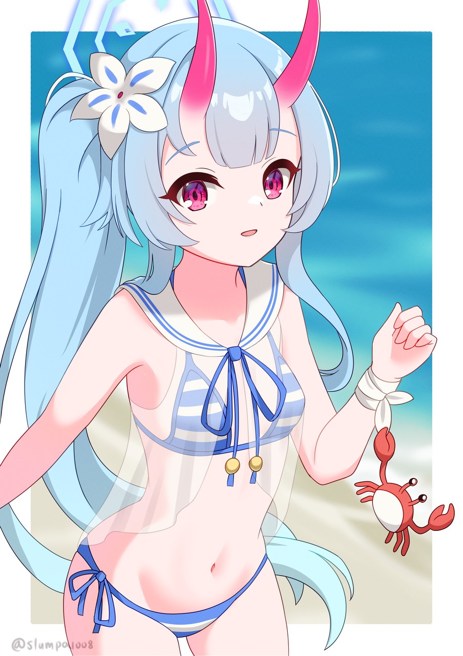 Slumpa Blue Archive Waraku Chise Angel Bikini Horns Loli See Through Swimsuit