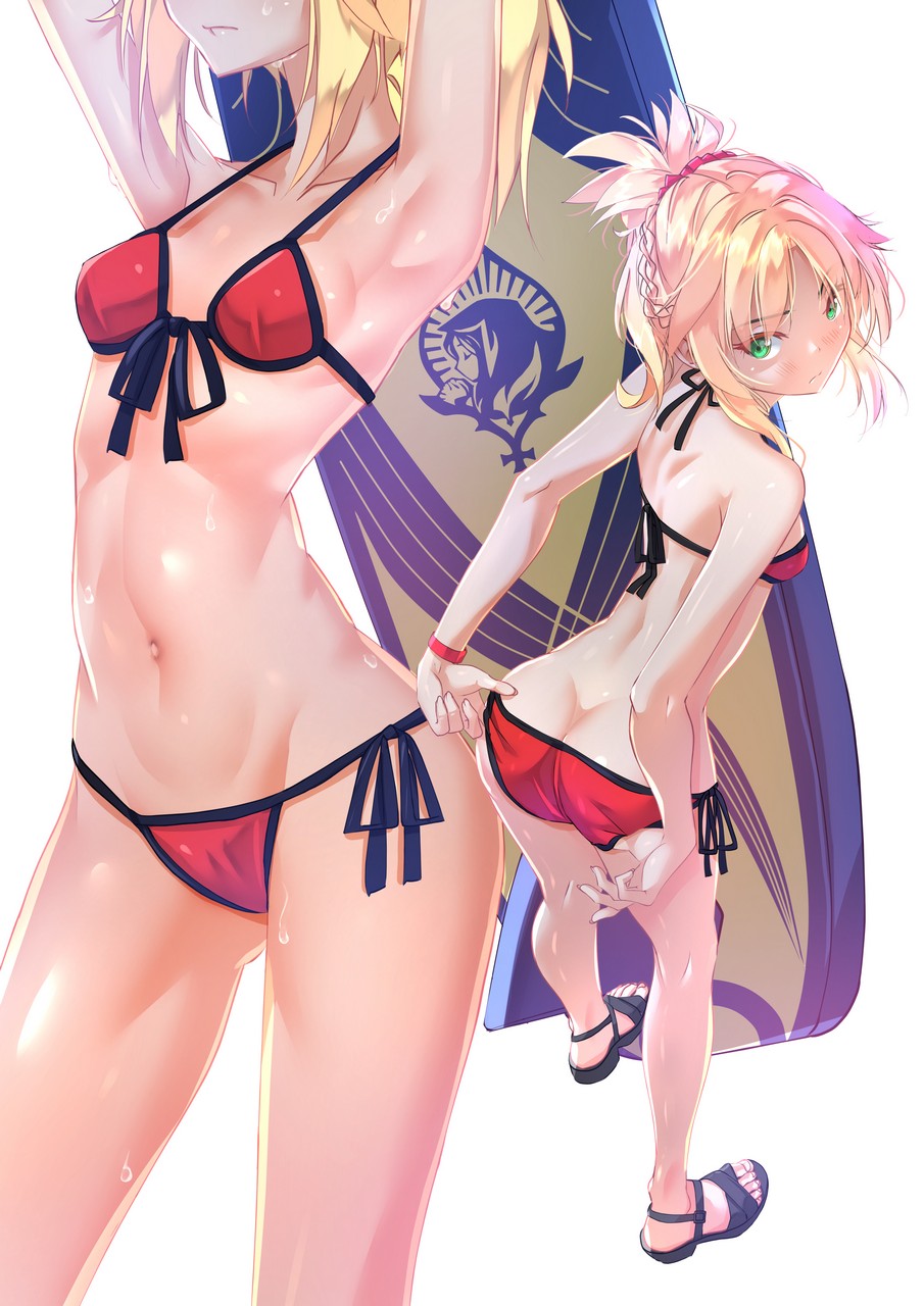 Sydus Fate Grand Order Mordred Fate Ass Bikini Panty Pull Swimsuits Undressing We