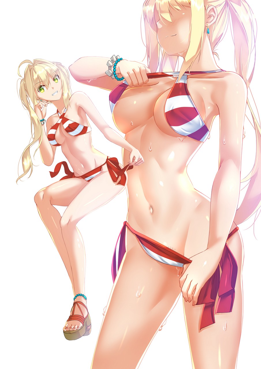 Sydus Fate Grand Order Nero Claudius Fate Bikini Panty Pull Pubic Hair Swimsuits Undressing We