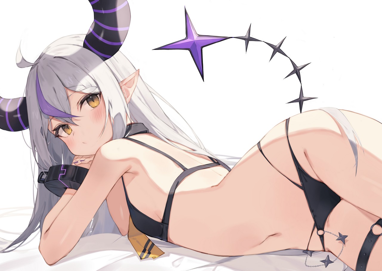 Taht That Is Mm Hololive La Darknesss Bikini Garter Horns Loli Pointy Ears Swimsuits Tai