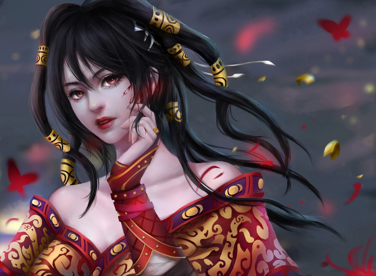 The Legend Of Qin Chi Lian Asian Clothes Blood No Bra Open Shir