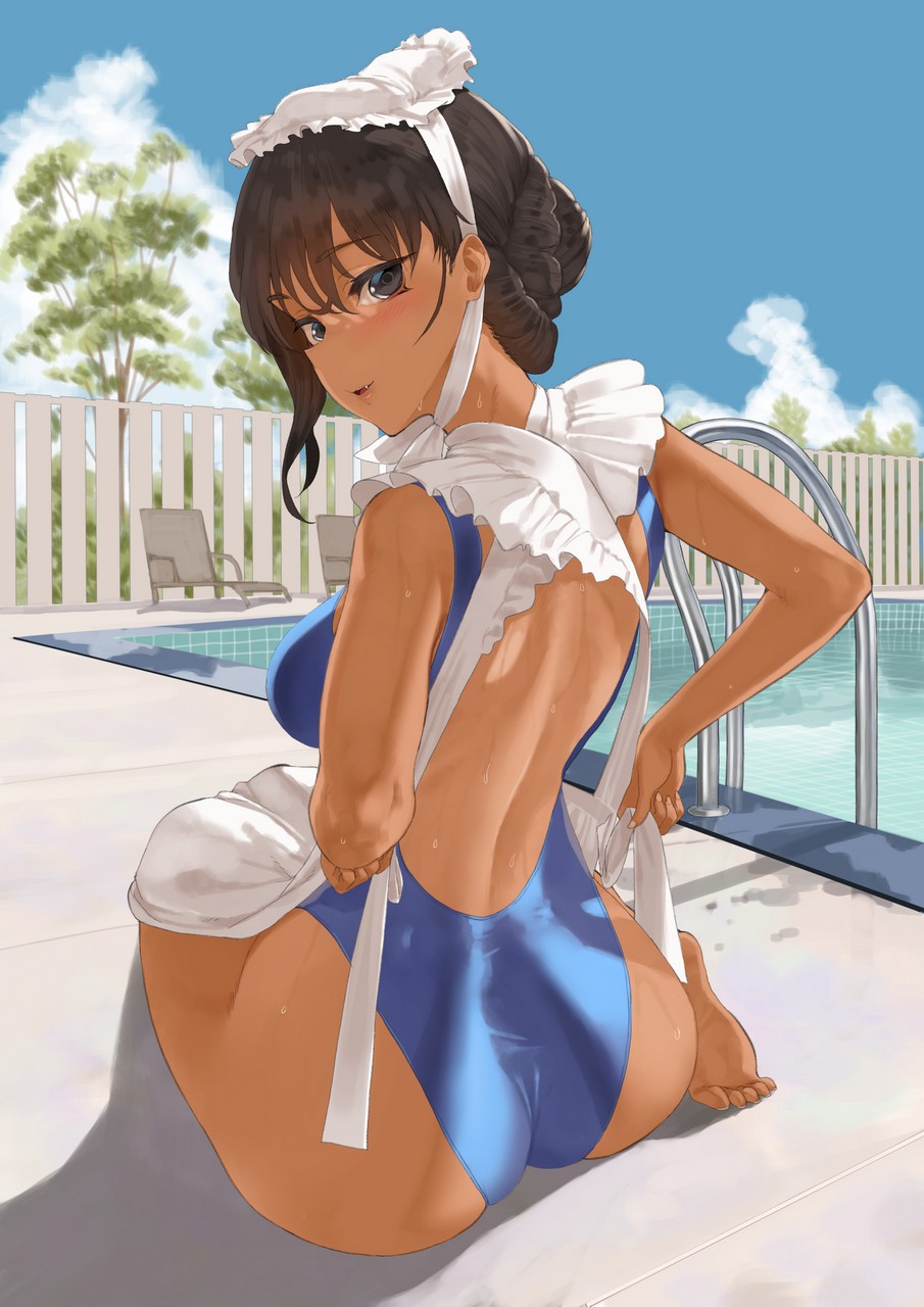 Throtem Ass Maid Swimsuits Undressing We