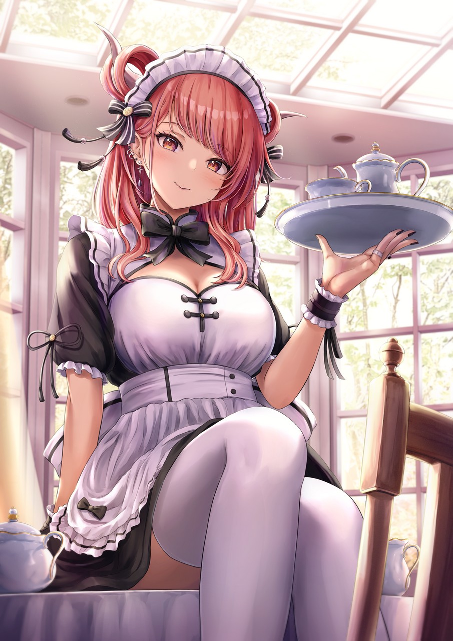 Tokeshi Cleavage Horns Maid Skirt Lift Thighhigh