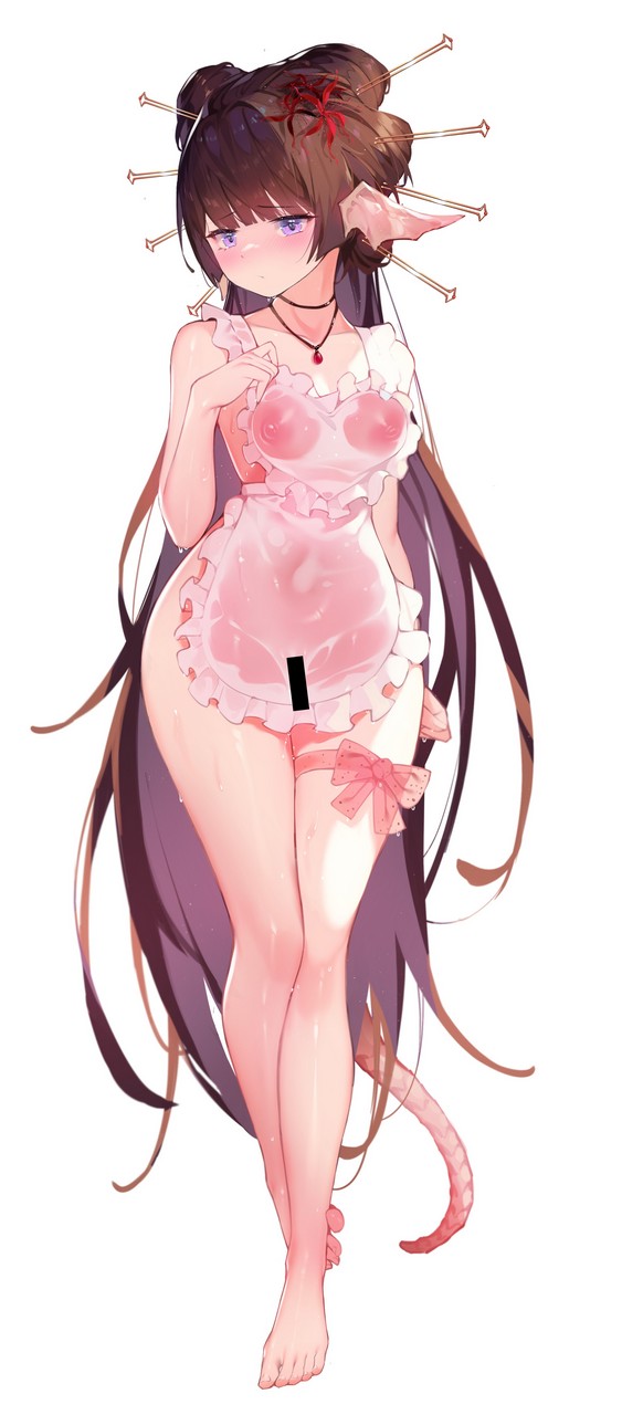 Zzp Censored Garter Horns Naked Apron Nipples See Through Tai