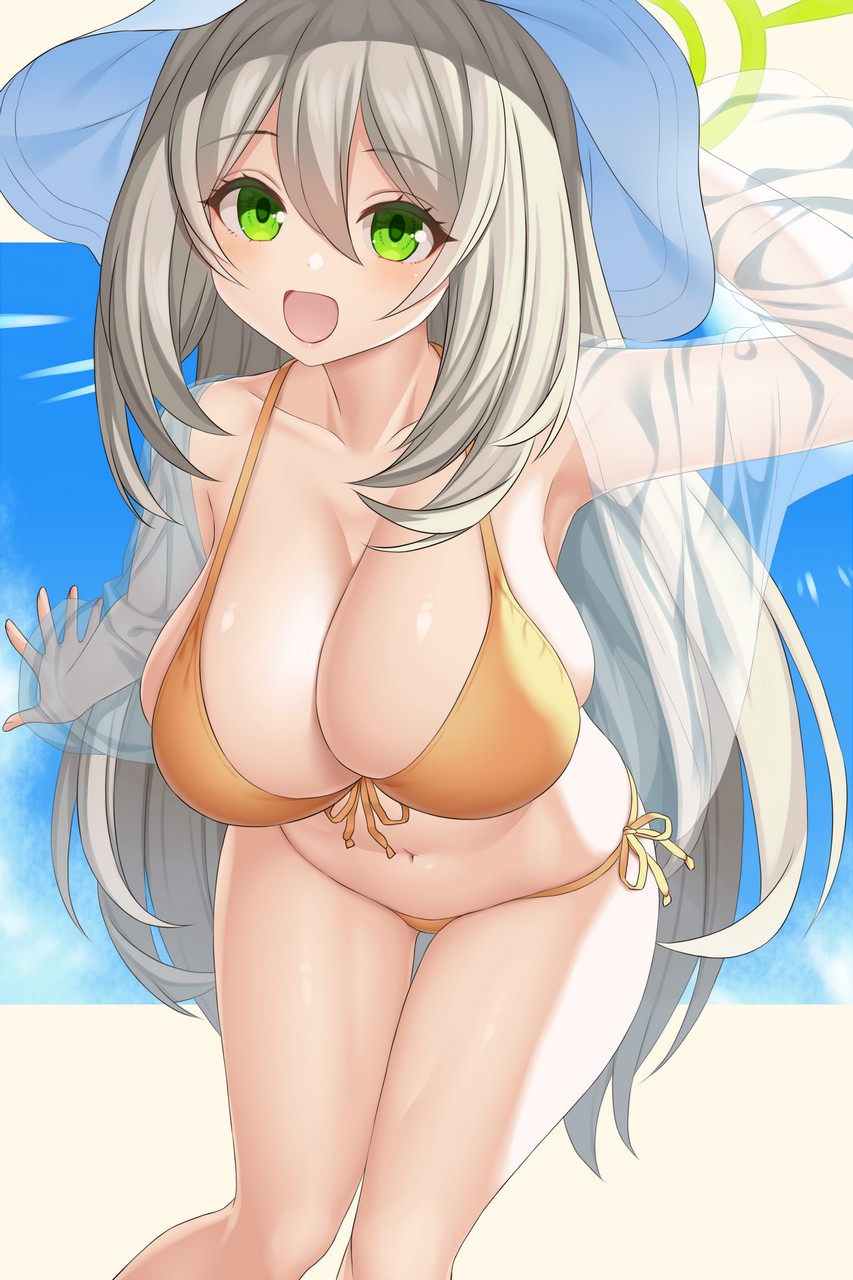 Asamura Hiori Blue Archive Izayoi Nonomi Angel Bikini Open Shirt See Through Swimsuit