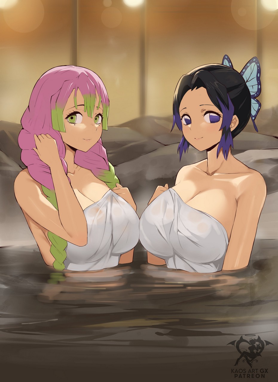 Kaos Art Kimetsu No Yaiba Kanroji Mitsuri Kochou Shinobu Bathing Onsen Towel We