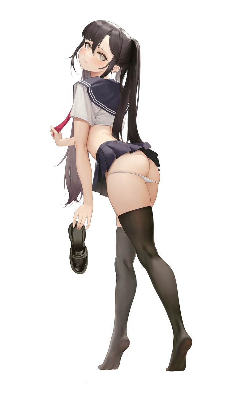 L Ract Genshin Impact Mona Megistus Ass Pantsu Panty Pull Seifuku Skirt Lift Thighhighs Thon