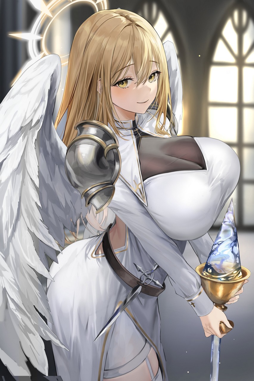 Lillly Angel Armor Cleavage See Through Stockings Thighhighs Weapon Wing