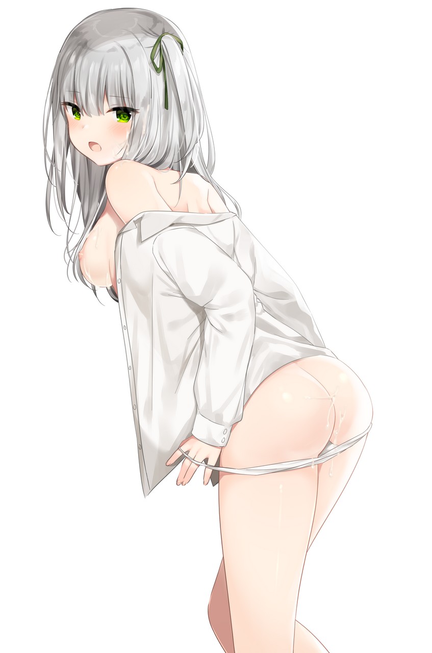 Mafuyu Chibi21 Ass Breasts Cum Dress Shirt Nipples No Bra Open Shirt Pantsu Panty Pull Undressin