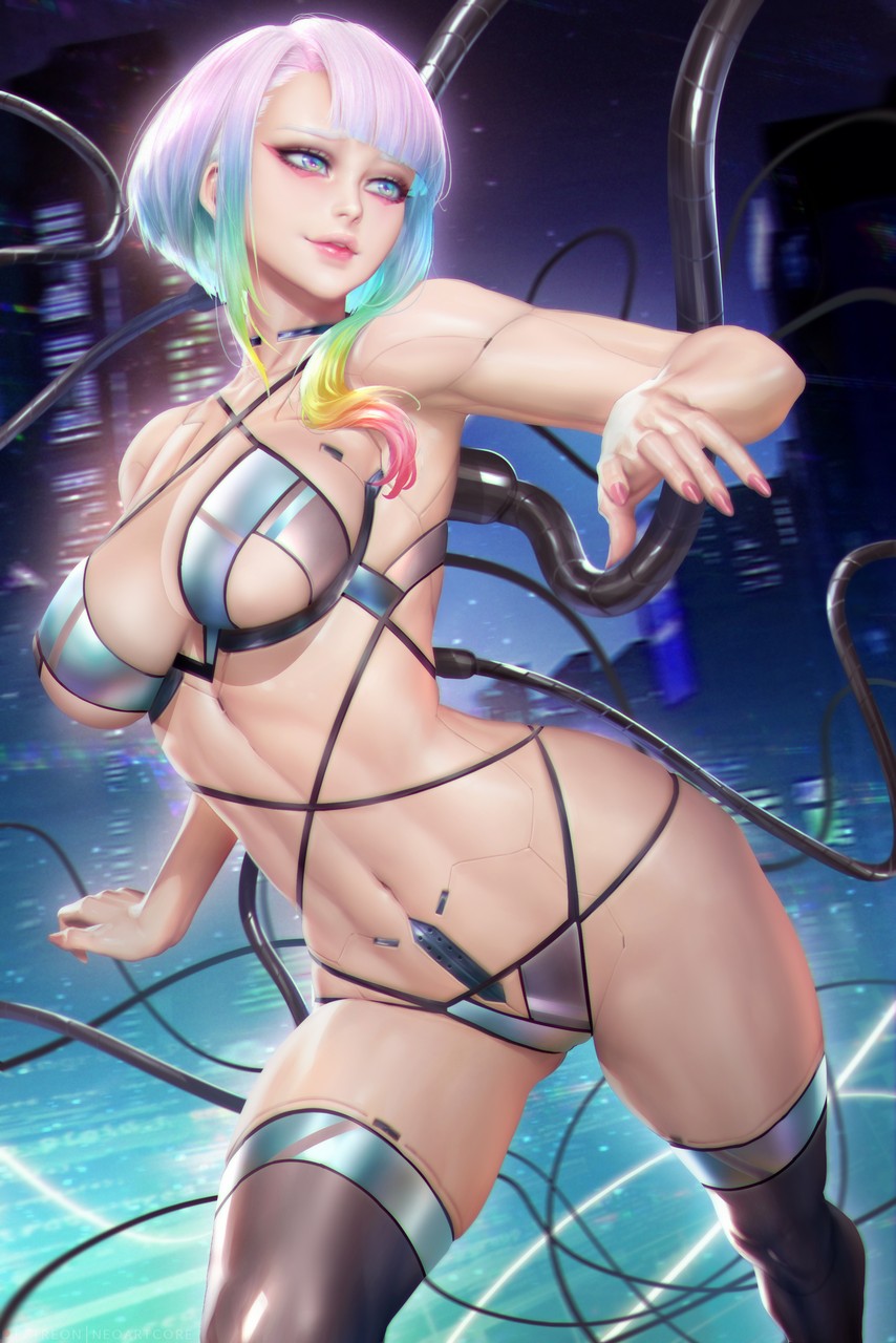 Nudtawut Thongmai Cyberpunk 2077 Lucy Cyberpunk Bra Lingerie Mecha Musume Pantsu Thighhigh