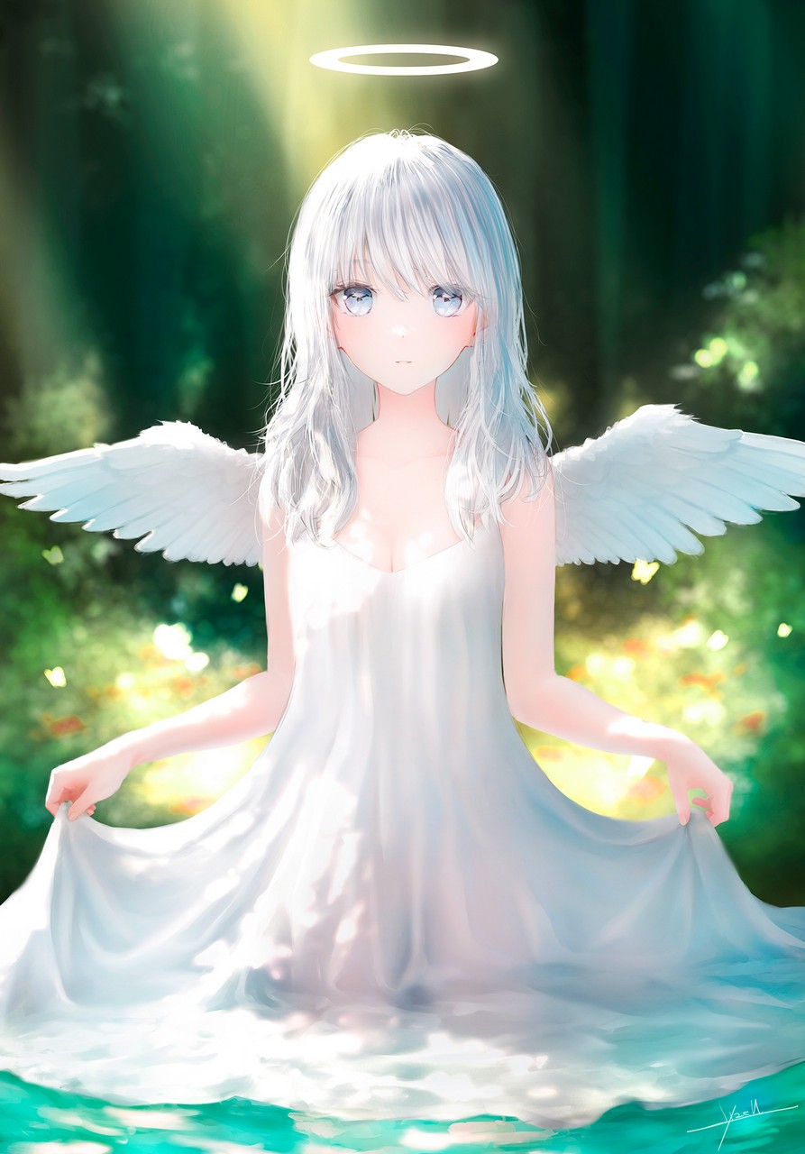 Ojay Tkym Angel Artist Revision Cleavage Dress No Bra Nopan See Through Skirt Lift Wet Wet Clothes Wing