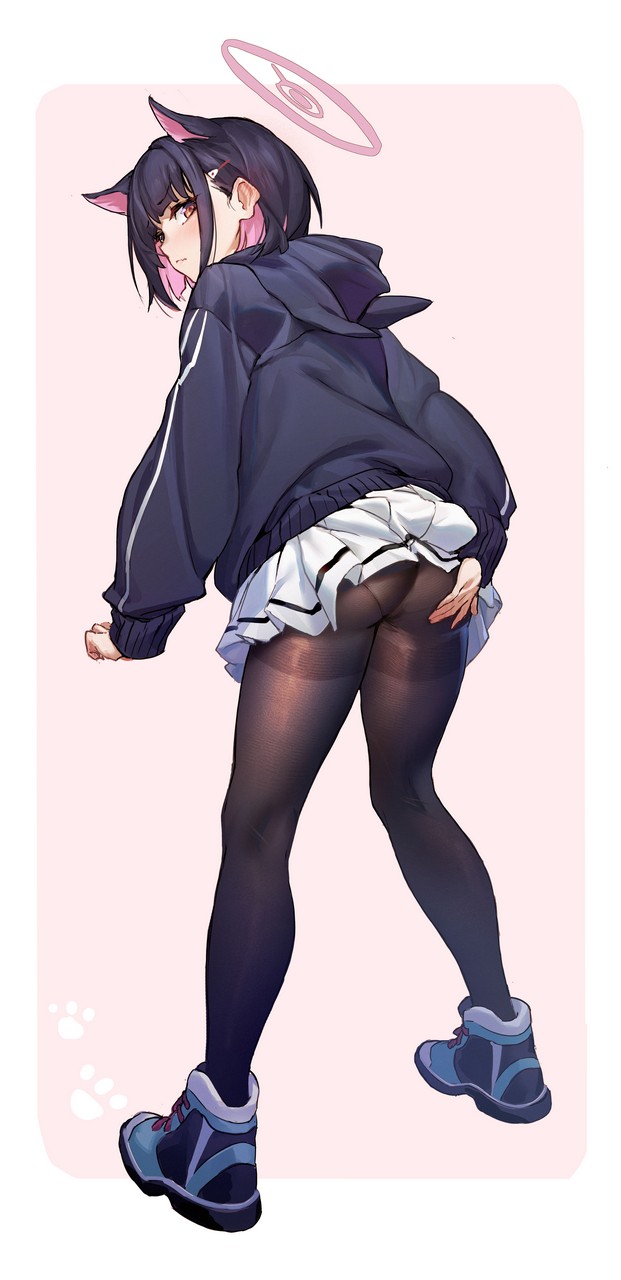 R1zen Blue Archive Kyouyama Kazusa Angel Animal Ears Ass Nekomimi Pantsu Pantyhose Seifuku Skirt Lif