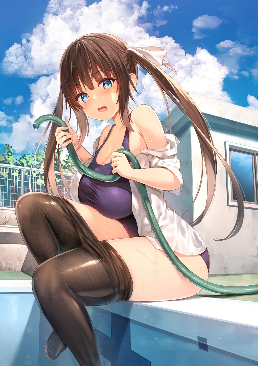 Sune Mugendai School Swimsuit See Through Swimsuits Thighhighs Undressing Wet Clothe