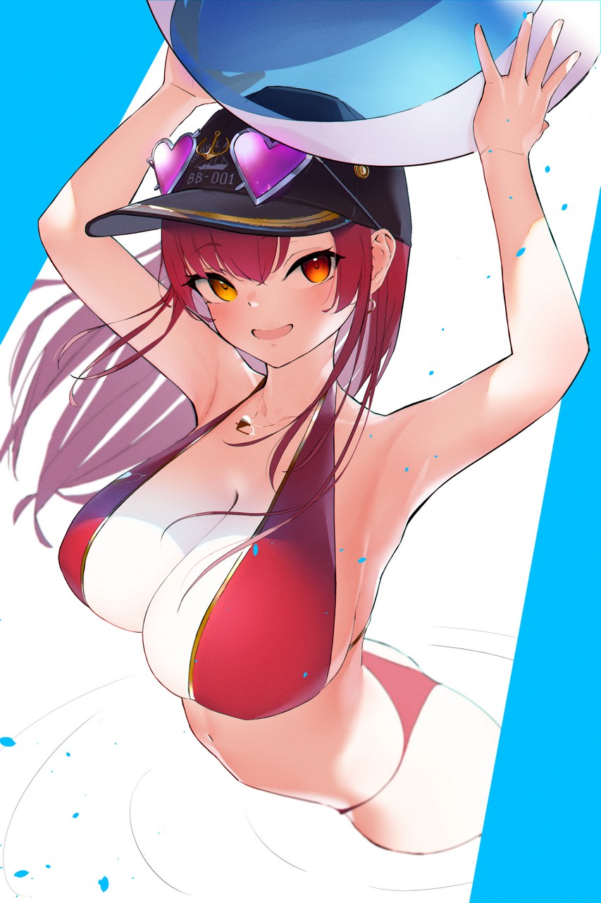 Tailluli Hard244 Hololive Houshou Marine Bikini Heterochromia Megane Swimsuits We