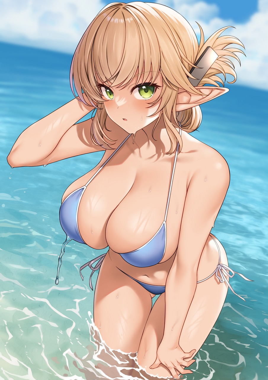 Takunomi Enjo Kouhai Aegis Tia Aederlinde Bikini Pointy Ears Swimsuits We