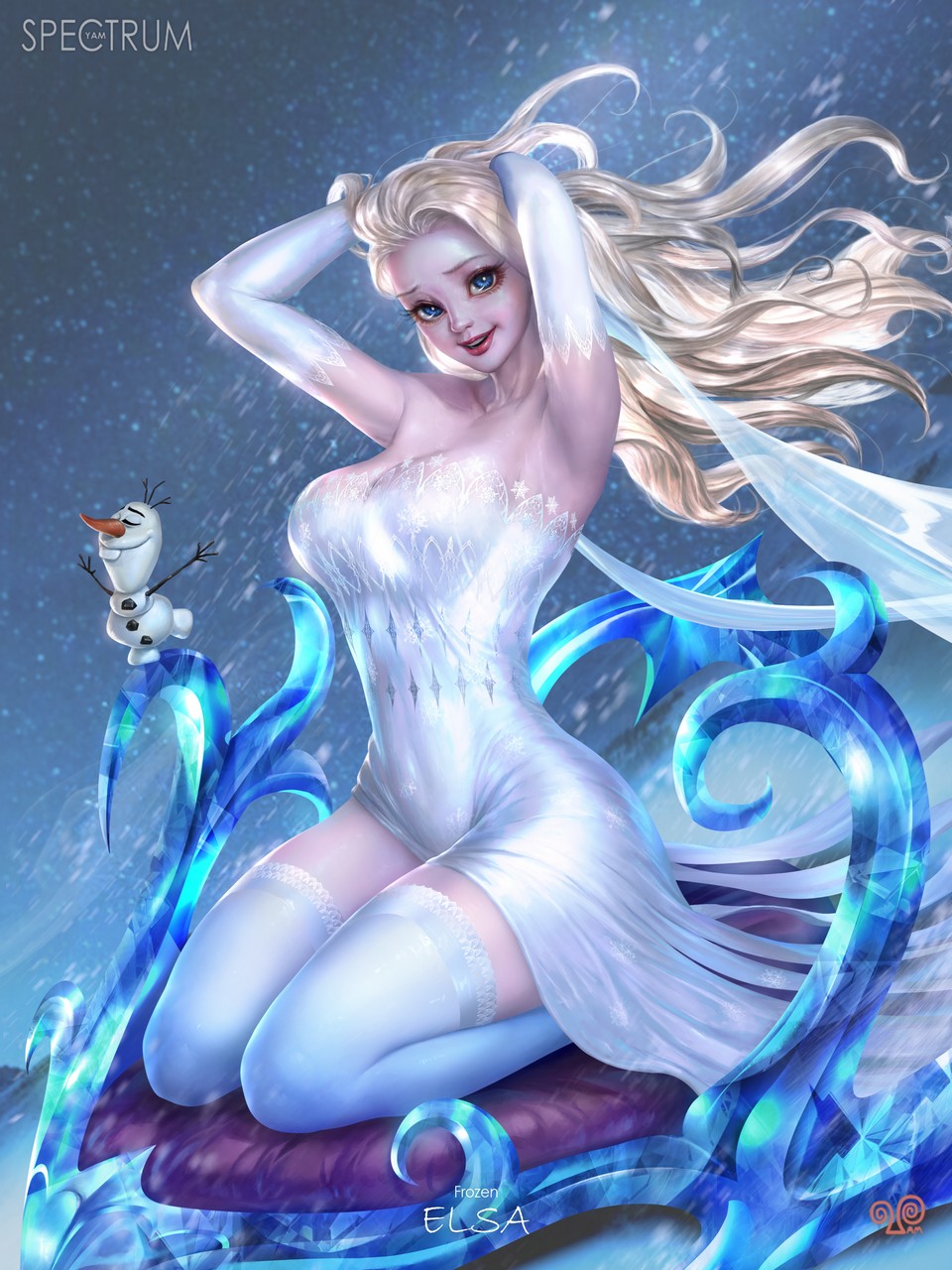 Yam Spectrum Frozen Elsa Frozen Chibi Dress No Bra Thighhigh